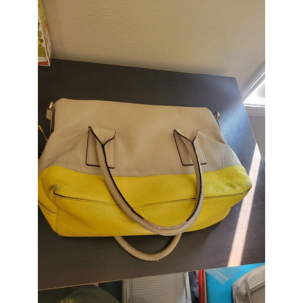 Kate Spade Southport Avenue Carmen Crossbody Satchel Handbag Canary/Beige